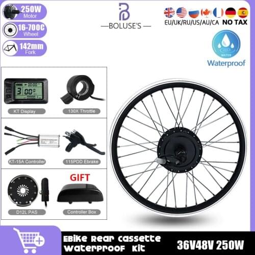 Electric Bike Conversion Kit 36V 250W 48V 250W Ebike Kit Rear Cassette Wheel Hub Motor Waterproof Connector ebike Motor Kit