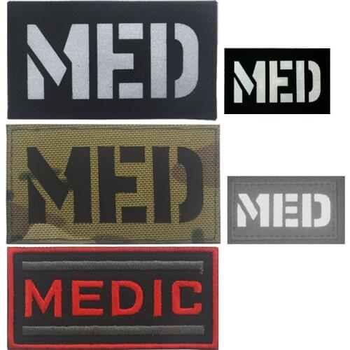 Computer Laser Reflective Embroidery Patch IR MED Military Tactics Morale Combat EMT Badge Decal Fabric Embroidery Armband