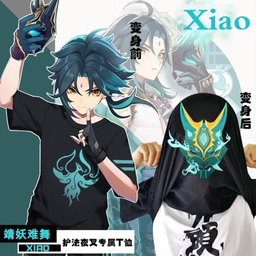 Genshin Impact Cosplay Costume Xiao Short sleeve Fashion jacket coat Game clothes Unisex Hoodie Zipper Hooded Sweatshirt New Top