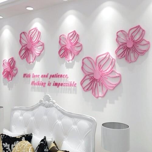 Fashion flowers acrylic photo wall sticker creative personality 3D stickers bedroom bedside background wall surface decoration
