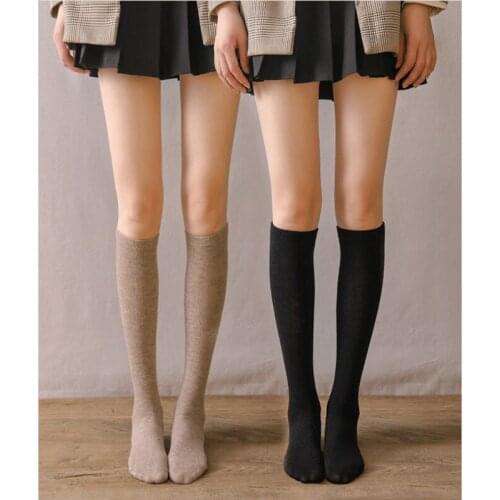 College Style Trend Calf Socks Solid Color Uniform Kawaii Cute High Stockings Japanese Cotton Half-Leg Beautiful Leg Stockings