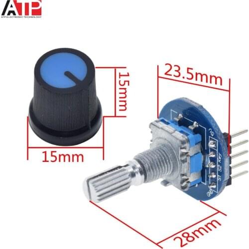 GREAT IT Rotary Encoder Module for Arduino Brick Sensor Development Round Audio Rotating Potentiometer Knob Cap EC11