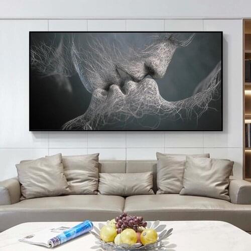 Nordic Modern Abstract Love Kiss Art Canvas Painting Posters and Prints Living Room Room Decoration Pictures Cuadros Wall Decor