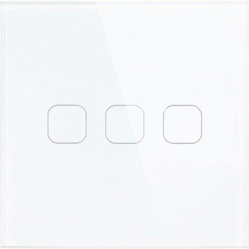 Touch Switch EU/UK standard White Crystal Glass Panel wall Switch, AC220V,1 Gang 1 Way, EU Light Wall Touch Screen Switc