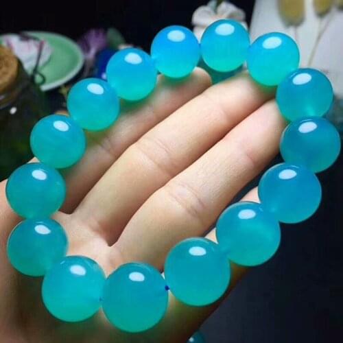 Natural Crystal Bracelet Amazonite From Mozambique Gemstone 11-12mm AAA Free Shipping
