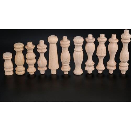 10pcs Unpainted Unfinished Wood Craft Corridor Bridge Column Wood Fence Beads Lathe Small Applique Vintage Home Wedding Decor