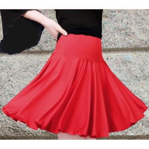 Lastest womens pure color dance dress fashion Latin Dance Skirt Adult Ballroom dancing skirt