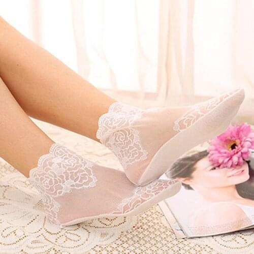 New Boat Socks In Spring And Summer Bud Silk Socks Sexy Lace No Show Socks Invisible Breathable Slipper Sock Women
