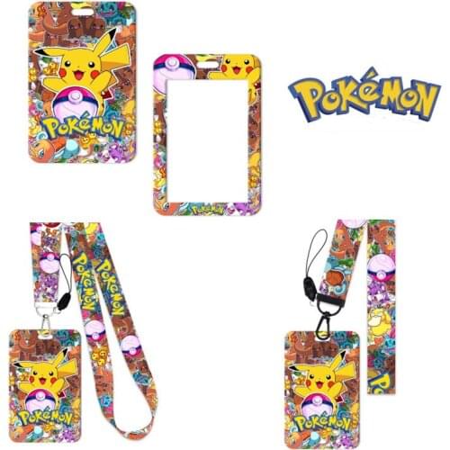 New Pokemon Pikachu Card Set Lanyard Student Bus Card ID Card Cartoon Hand Strap Wristband Office Worker Work Permit Badge