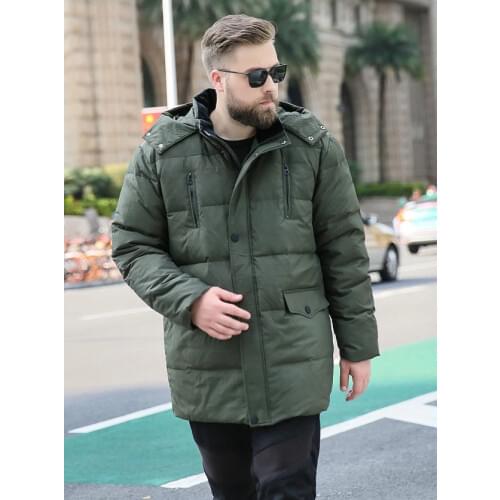 Obrix Male Winter Regular Length Jacket Casual Style Solid Color Hooded Warm Parka For Men Duck Down Large Size Coat