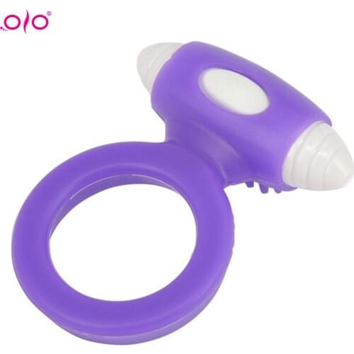 OLO Male Silicon Vibrating Penis Rings Male Time Delay Ejaculation Adult Sex Toys for Men Erotic Products Built-in Batterys