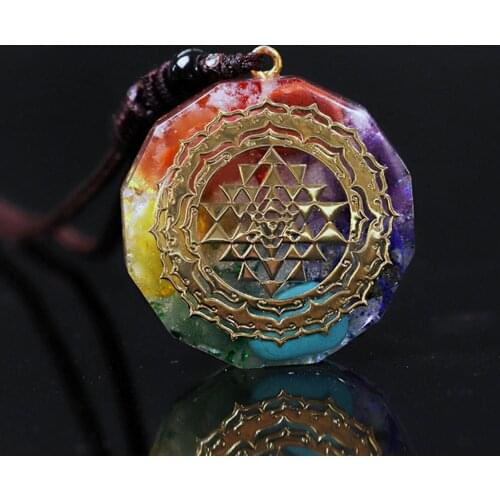 Orgone Pendant Sri Yantra Necklace Sacred Chakra Necklace EMP Protection Gift for Women Men or Kids