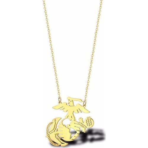 RIR Stainless Steel Golden America Marine Corps Military Necklace Simple Hollow USMC Military Jewellery Necklaces