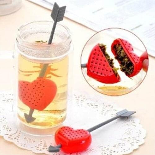 Valentines Day Gift Love Heart Shaped Tea Infuser Plastic Teaspoon Filter Kitchen Supplies Teapot Accessory Non-toxic