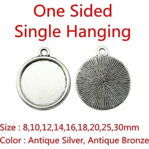 Fit 8/10/12/14/16/18/20/25/30mm One Sided Single Hanging Simple Zinc Alloy Cameo Cabochon Pendant Base For DIY Jewelry Making