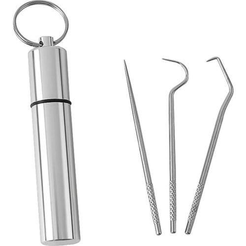 Portable Stainless Steel Toothpick Set With Portable Toothpick Holder Outdoor Household Travel Seal Storage Container Box Case
