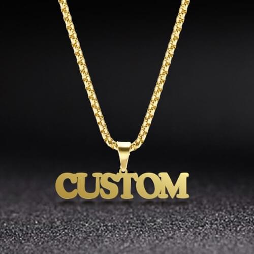 Sipuris Personalized Custom Name Necklace Box Chain Custom Nameplate Necklaces Pendant Gold Color For Women Men Jewelry Gifts