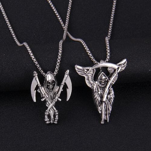 WANGAIYAO new skull and sickle alloy pendant punk hip-hop death stainless steel necklace dark black accessories male