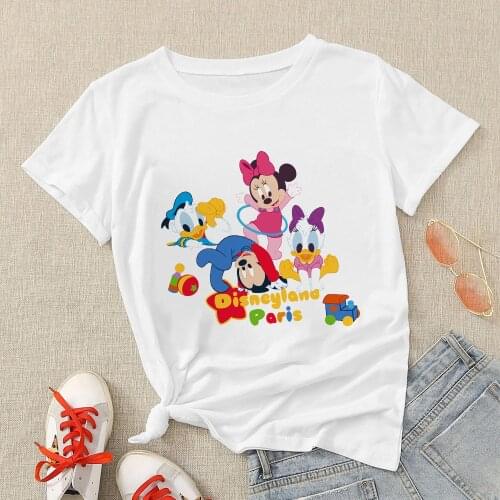 Disney Oversized Tee Womens Cute Baby Mickey Minnie Donald Daisy Printed Creative Clothes European Style Fashion Tee shirt Femme