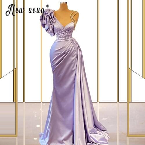 Middle East Purple Prom Dresses 2021 Arabic Mermaid Evening Dresses Elegant Women Wedding Party Dresses Robe Longue