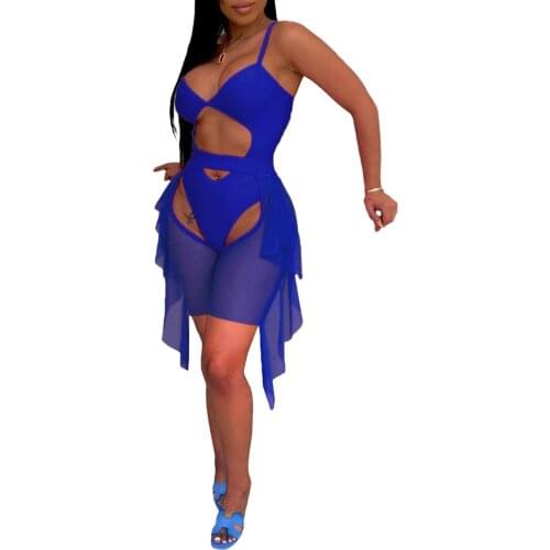 Women Two-piece Swimming Clothes Set, Solid Color Deep V-neck Sleeveless Swimwear and Shorts