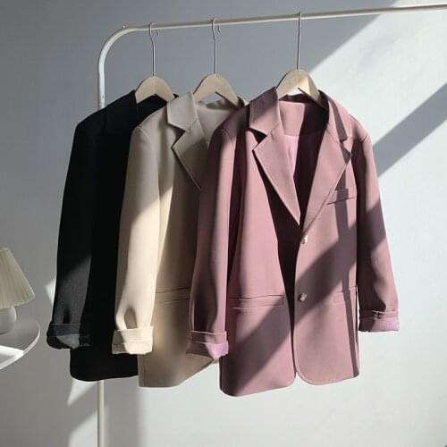 Ladies Loose Suit Jacket Vintage Suit Blazer Girls Button Up Long Sleeve Top Office Business Blazer Women Streetwear Outerwear