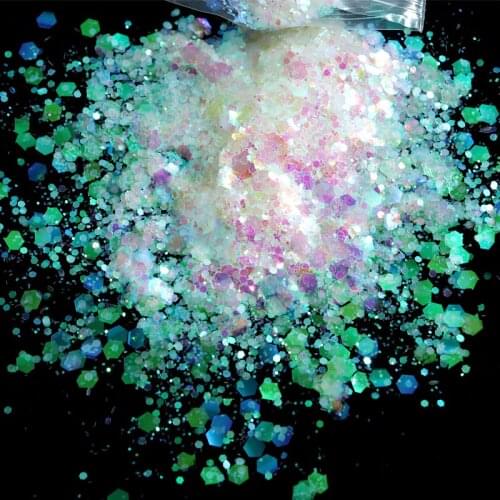 10g Mixed Hexagon Chunky Glitter Resin Accessories AB Iridescent Shiny Mermaid Sequin DIY Silicone Mold Fillings Chameleon Flake