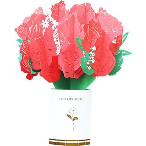 10pcs Handmade Kirigami Origami Rose Flower 3D Pop UP Greeting Invitation Card For Wedding Birthday Christmas Party Gift