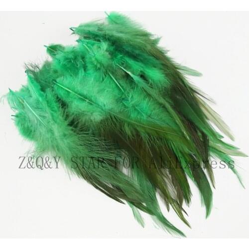 100 natural chicken feathers 4-6 inches dyed grass green DIY craft jewelry feathers