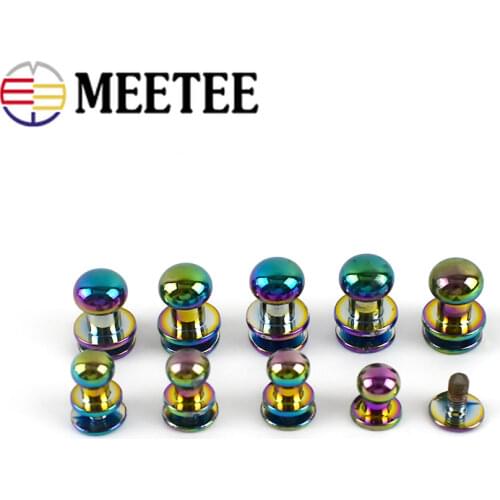 20pcs Meetee 6/8mm Colors Round Head Nail Screw Studs Buckles Metal Rivet Wallet Belt Fastner DIY Leather Craft Bag Accessories