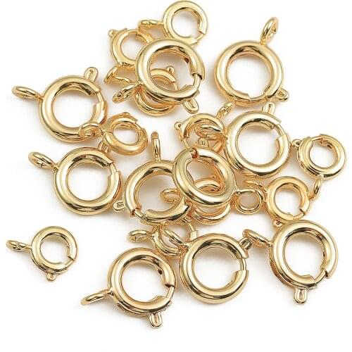 5-20Pcs 18K Gold Plated 6mm 7mm 9mm Copper Lobster Clasp Spring Clasps For Jewelry Making DIY Bracelets Necklaces Findings Craft