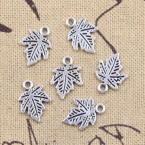 50pcs Charms Maple Leaf Leaves 15x12mm Antique Silver Color Pendants DIY Crafts Making Findings Handmade Tibetan Jewelry