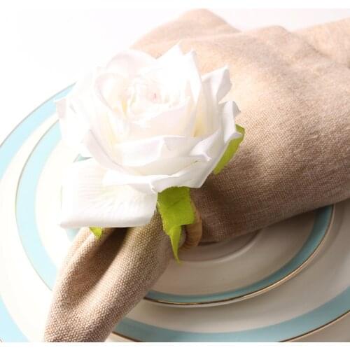 6pcs Wedding Rose Napkin Ring Flower Napkin Ring Feel Simulation Flower Napkin Buckle