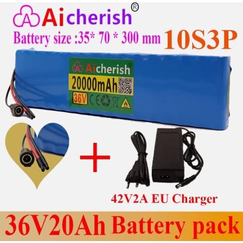 18650 Battery Pack Electric Bicycle Scooter 10S3P 36V 20Ah 42V Charger With BMS Overdischarge Protection 500W