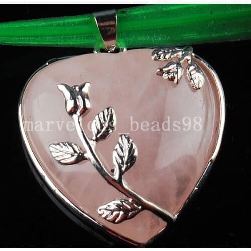 Free Shipping Women Fashion Jewelry 36x31mm Pink Crystal Heart Art Pendant 1pcs C2325