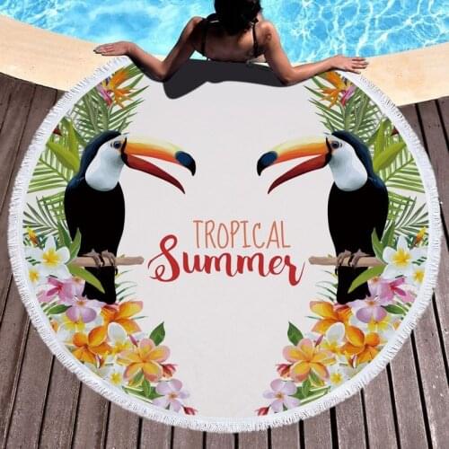 Flamingo toucan flowers Large beach towel Towel beach Towels Microfiber towel strandlaken luxury beach towel miraculous For home