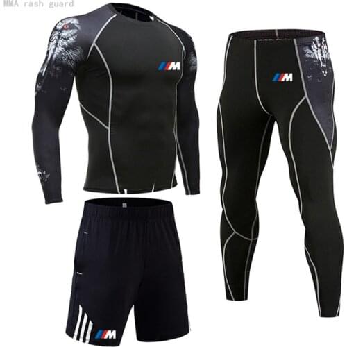 Brand Mens Clothing Compression Shirt Long Sleeve Top Leggings Winter Warm Jogging Suit Rashgard Male Sweat Fitness Mens Set