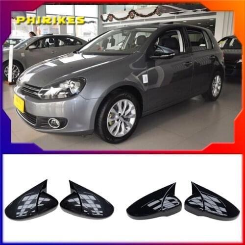 For Volkswagen GOLF 6 VI MK6 GTI R Line R20 Touran Carbon Fiber Pattern Mirror Case Black Side Wing Rearview Mirror Cover