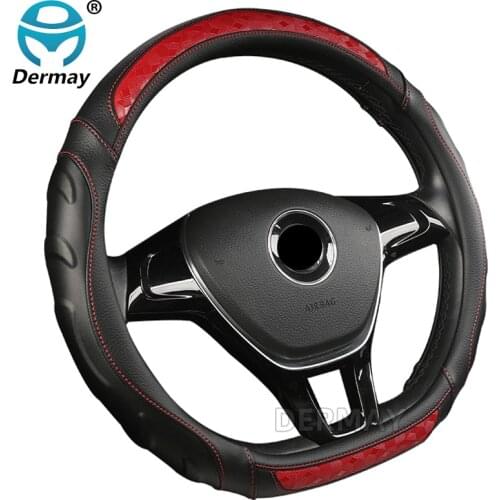 DERMAY D Shape Car Steering Wheel Cover for VW Jetta 6 2017-2019 Golf 7 Scirocco Bettle 2012-2019 Tiguan 2019 2020 Volkswagen
