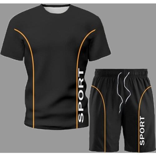 2021 Summer New Mens Sets Casual O- Neck T-Shirt Short Sleeve Sportswear Outfit Sweatshirt Mens Tshirt Casual Two Piece Set