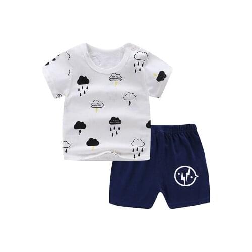 Infant Toddler Baby Clothes Baby Boy Girl Shortsleeve T shirt Children Cotton Tops Rabbit Print Short Pants 2PCS Outfit Set