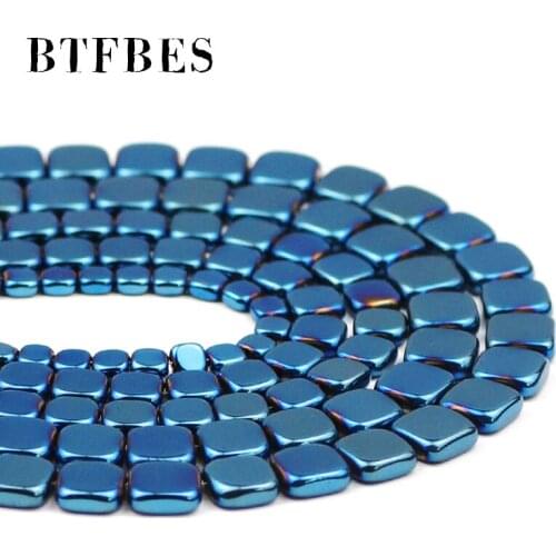 Hematite Natural Stone 4/6/8mm Blue Flat Square Loose Spacers Beads For Charm Jewelry Making Diy Bracelets Necklace Accessories