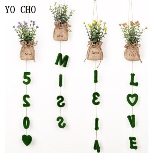 YO CHO 1PC Fake Grass Plant Moss Hanging Wedding Home Decoration DIY Artificial Flowers Ornaments Flower Wall Party Decor