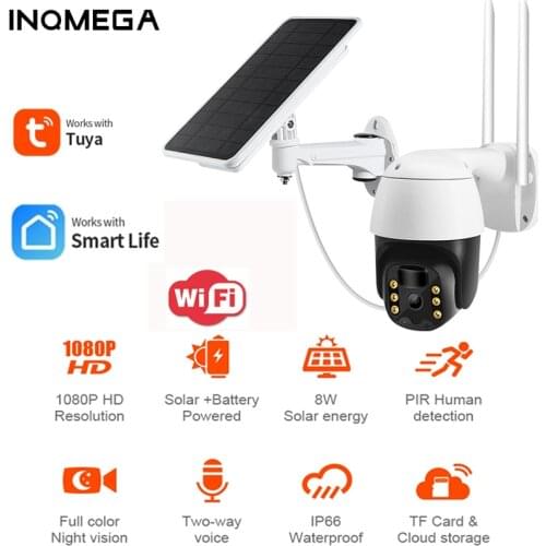 INQMEGA Ourdoor Solar Camera Wifi 1080P Survaillance Wireless Battery Smart Home 4X Zoom Low Power PIR Cctv PTZ Dome IP Camera