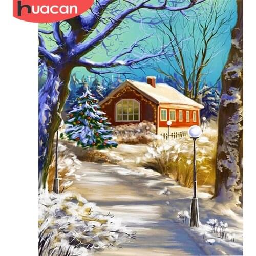 HUACAN Oil Painting By Numbers House Landscape DIY Frame On Canvas Wall Art Picture By Numbers Winter Childrens Room Decor