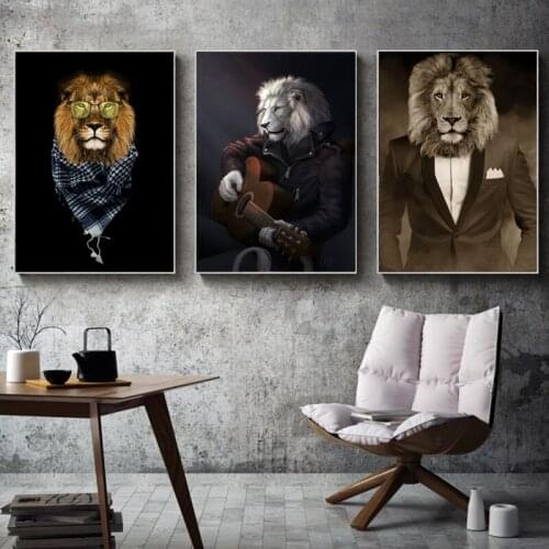 Retro Animal Art Lions Zebra Canvas Paintings Wall Art Posters and Prints Wall Pictures for Living Room Home Wall Cuadros Decor