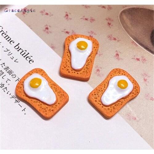 10pcs Kawaii Decoration Miniature Resin Cream Bread Food For DIY Eggs Crafts Flatback Scrapbooking Decorations Fit Hair Clips