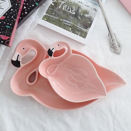 Flamingo Ceramic Plate Dessert Plate Cutlery Cake Plate Cutlery fruit plate Snack Plate Home Decoration