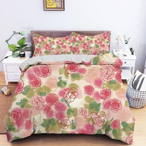 3D Flower Bedding Set Colorful Double Bed King Duvet Quilt Cover Bedclothes Pillowcase 2/3pcs Home Textile Beauty Twin Queen