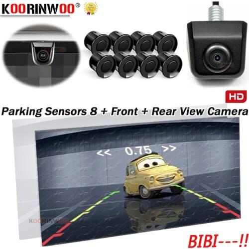 Koorinwoo Parktronic Video parking sensor Car Sensors 8 Alarm Buzzer Parking System Front Camera Mirror Image normal Black white